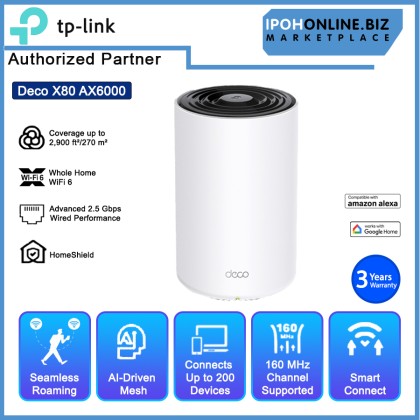 TP-Link Deco X80 AX6000 Whole Home AI-Driven Dual-Band Mesh WiFi 6 Router - 1 Pack